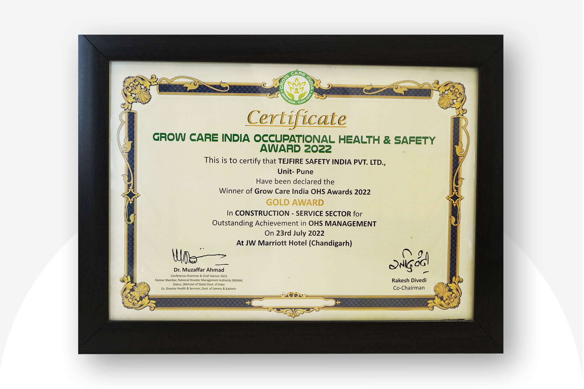 Tej Fire Safety Gold Award Gold Award